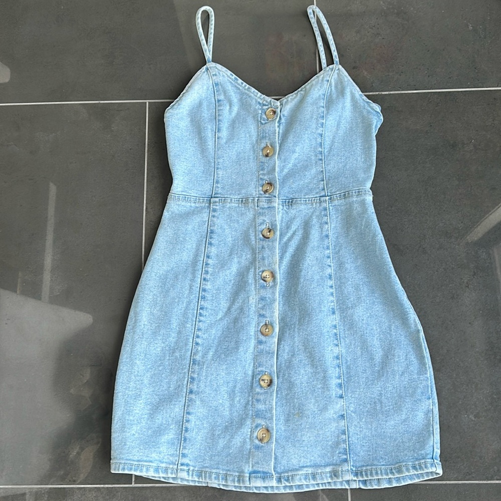 Zara Buttoned Denim  Tank dress with elastic